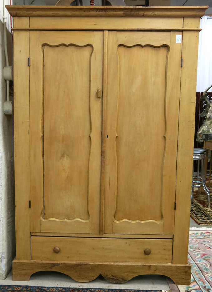 Appraisal: TWO-DOOR PINE WARDROBE Continental th century elements having two long