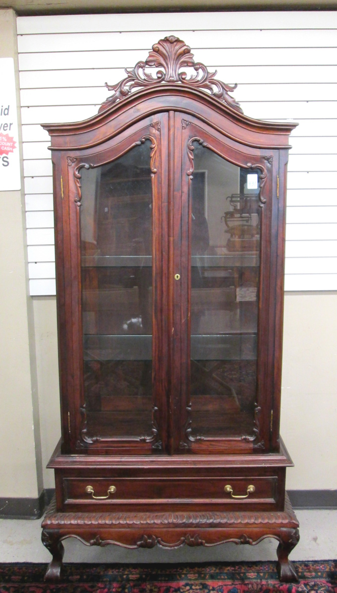 Appraisal: CHIPPENDALE STYLE MAHOGANY AND GLASS DISPLAY CABINET having a molded