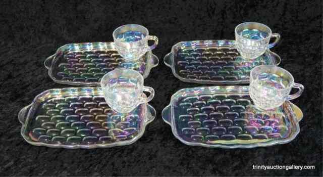 Appraisal: Vintage Iridescent Glass Snack SetBy Federal Glass Company in the