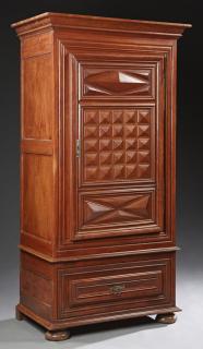 Appraisal: French Louis XIII Style Carved Cherry Armoire ear French Louis