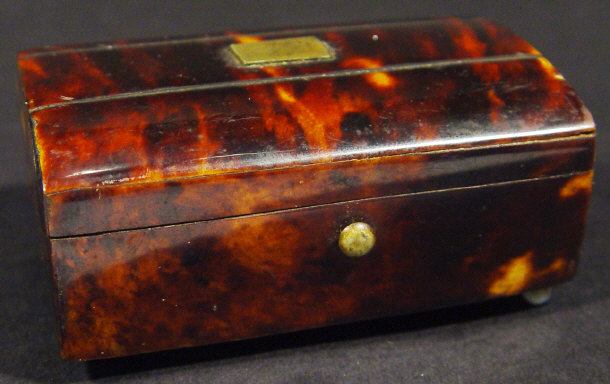 Appraisal: th Century tortoiseshell box with domed hinged lid cm in