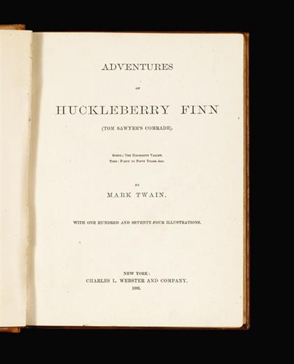 Appraisal: vol Clemens Samuel L Adventures of Huckleberry Finn by Mark