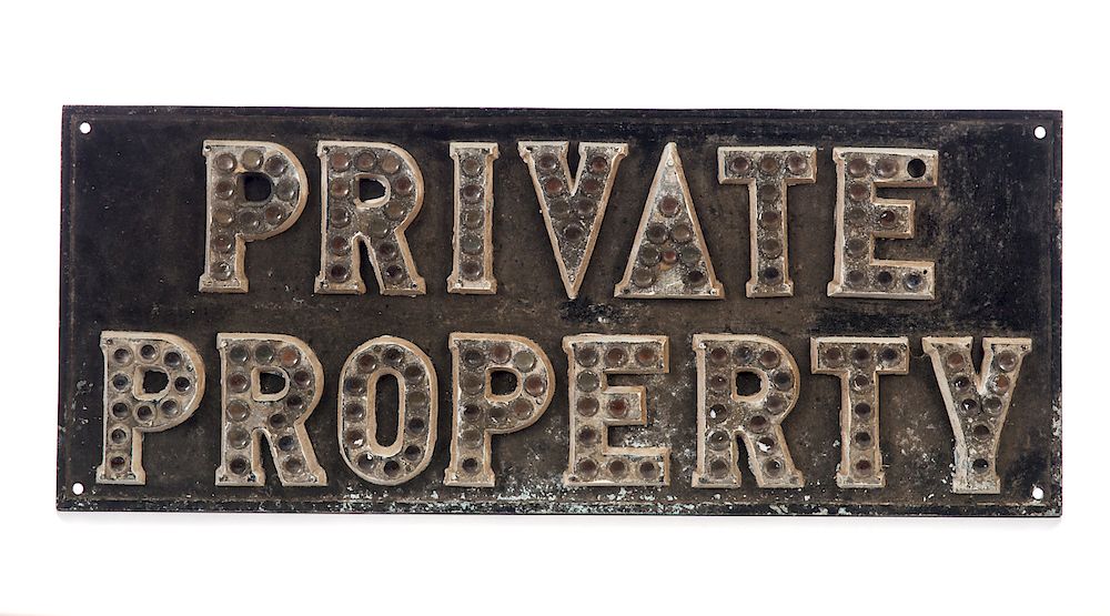 Appraisal: Early Private Property Glass Reflector Sign Measures tall x wide