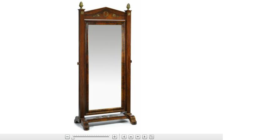 Appraisal: Empire gilt metal mounted mahogany cheval mirror th century