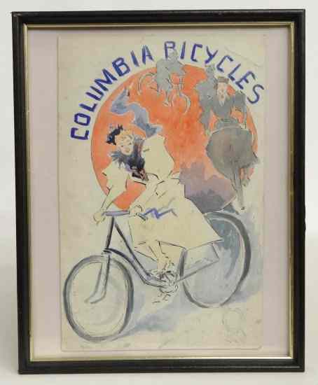 Appraisal: Original water color for Columbia poster - Framed x ''