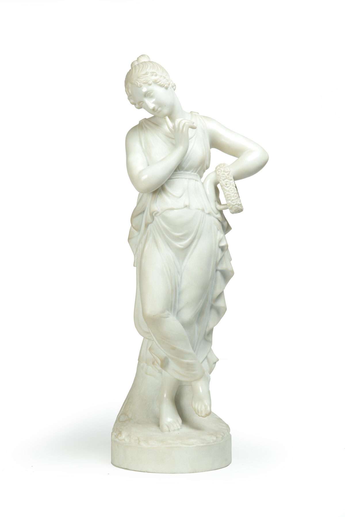 Appraisal: ALABASTER STATUE OF A WOMAN Probably American early th century