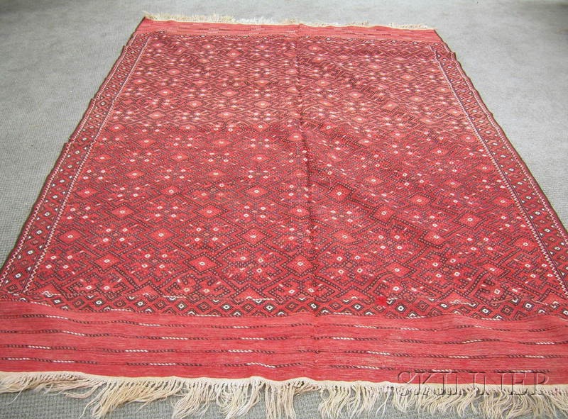 Appraisal: Turkoman Flatweave Main Carpet West Turkestan th th century ft