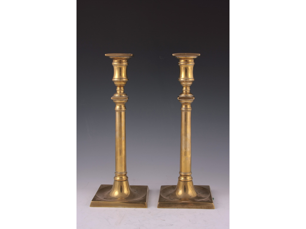 Appraisal: Pair Of Georgian Brass Candlesticks late th c notable for