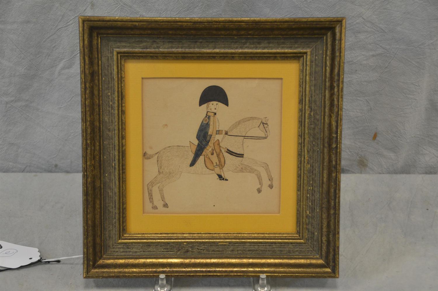 Appraisal: Drawing on laid paper of soldier on horse by Zachariah