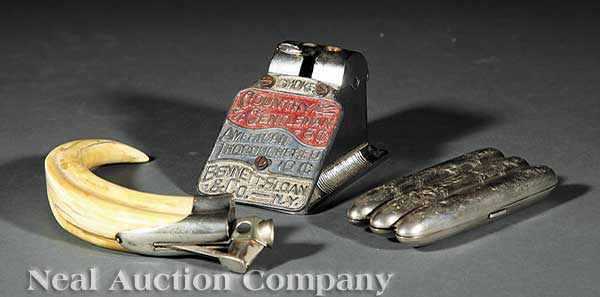 Appraisal: An Antique Sterling Silver-Mounted Tusk-Handled Cigar Cutter together with a