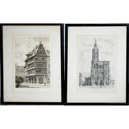 Appraisal: Artist Unknown STRASBOURG VIEWS Two etchings Estimate -