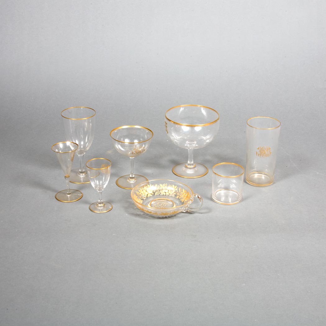 Appraisal: Assembled Group of Gilt Decorated Glass Stemware Approximately one hundred