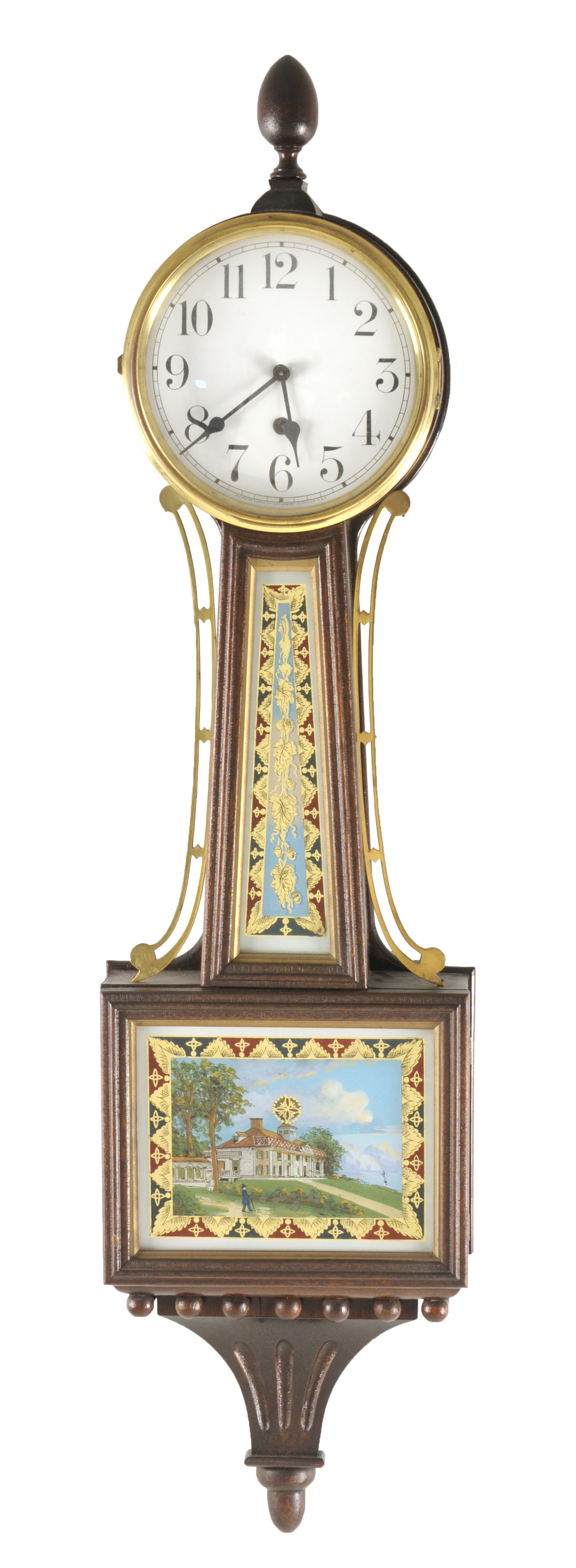 Appraisal: WATERBURY WILLARD NO BANJO CLOCK American Circa Mahogany case surmounted