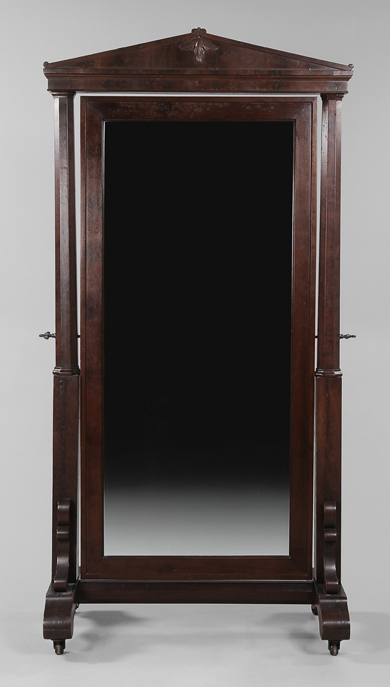 Appraisal: American Classical Mahogany Cheval Mirror middle Atlantic stat