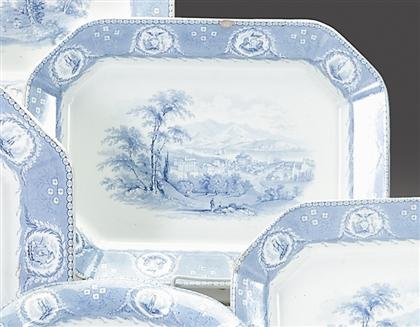 Appraisal: Historical light blue transferware platter mellor venables co burslem circa