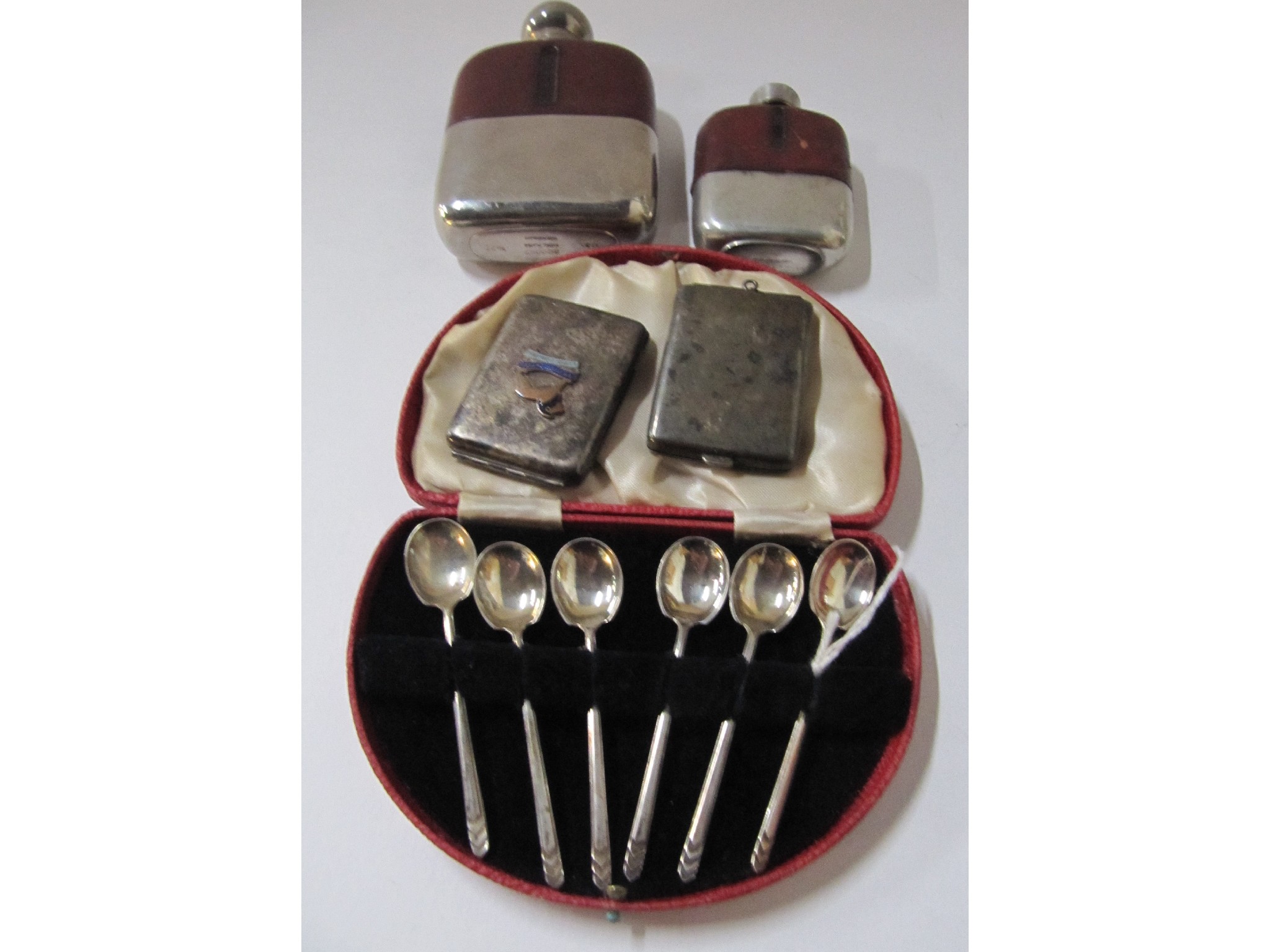 Appraisal: A lot comprising a cased set of six silver coffee