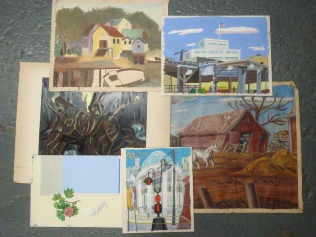 Appraisal: WENDELL Ray Lot of Six Oil Paintings on Canvase and