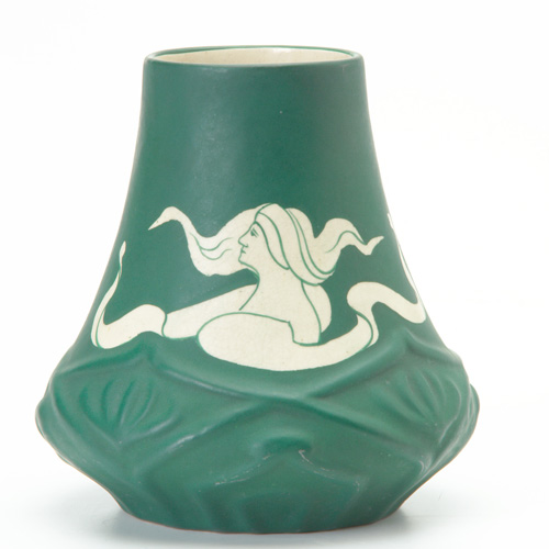 Appraisal: BRUSH Navarre vase with an Art Nouveau maiden in white