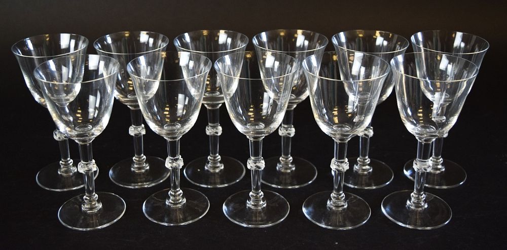 Appraisal: Lalique Beaugency Stemware Port Glasses French crystal port glasses in