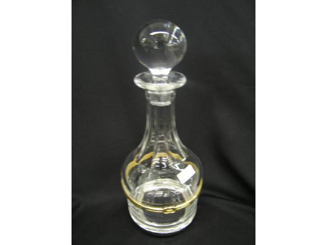 Appraisal: Gucci Italian Crystal Decanter gold finish trim signed tall excellent