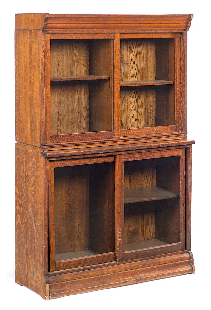 Appraisal: Oak Two Section Danner Sliding Door Book Case Measures tall