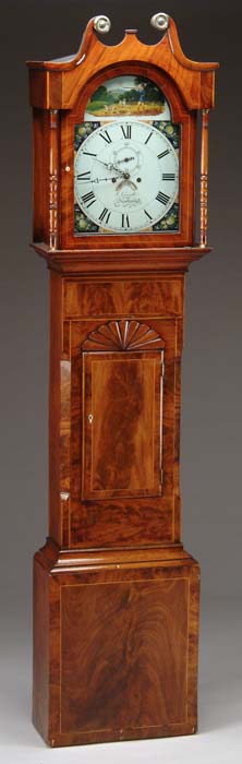 Appraisal: ENGLISH MAHOGANY TALL CLOCK SIGNED J VASSALLI SCARBOROUGH Fine fan