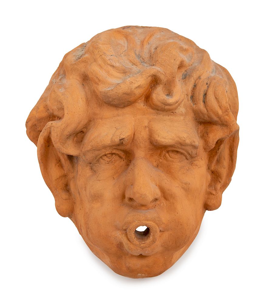 Appraisal: A Terracotta Fountain Mask Height x width A Terracotta Fountain