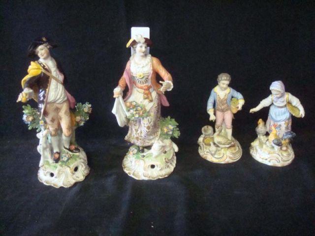 Appraisal: Four Continental Porcelain Painted Figures Dresden-style slight losses From a