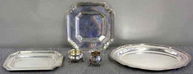 Appraisal: STERLING Silver Lot Including Three Continental Trays Also inscribed ''The