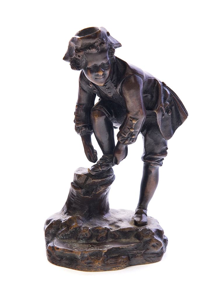 Appraisal: Bronze Statue of Napoleonic Age Soldier Fixing Ice Bronze Statue