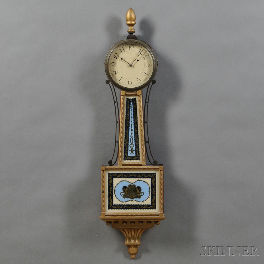 Appraisal: Gilt Front Banjo Clock mahogany case with gilt rope molded