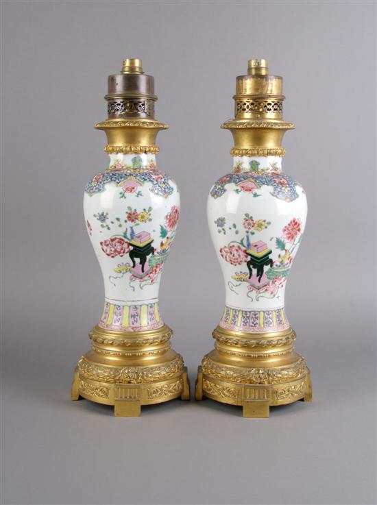 Appraisal: A Pair of Chinese Famille Rose Vases Height inches