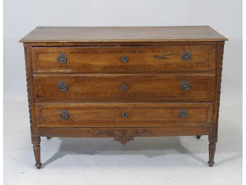 Appraisal: Louis XVI Commode th c mahogany w inlaid cross banded