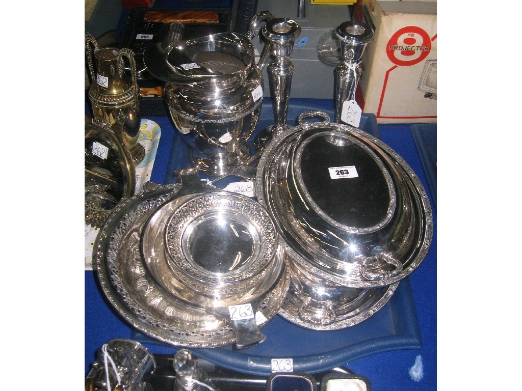 Appraisal: Tray lot of EP - water jug candl