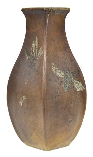 Appraisal: A MARTIN BROTHERS GLAZED EARTHENWARE VASE four sided salt glazed