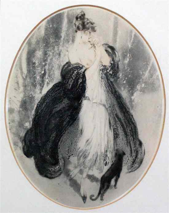 Appraisal: Louis Icart - French two drypoint etchings 'Chat' and 'Femme