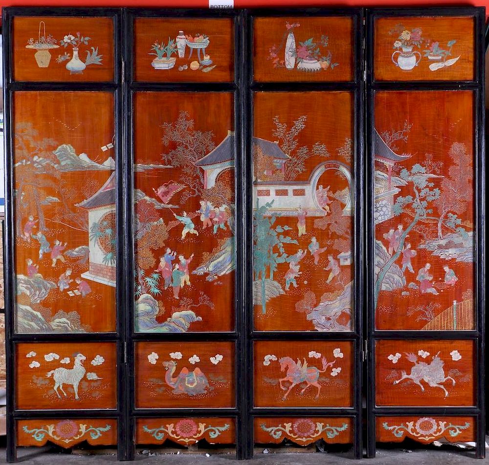 Appraisal: A large Chinese coromandel screen A Chinese th century late