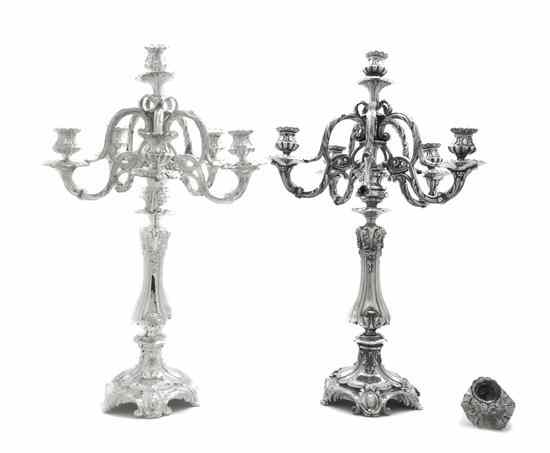 Appraisal: A Pair of French Silver Six-Light Candelabra Charles Harleux the