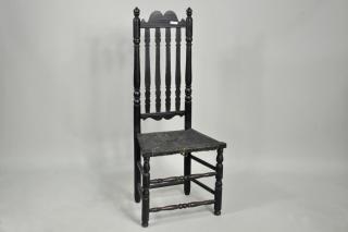 Appraisal: Crested Four Slat Bannister Back Side Chair Massachusetts crested four