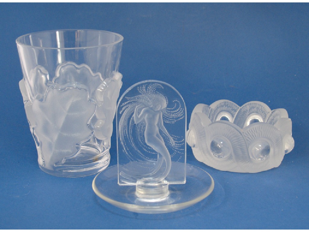 Appraisal: LALIQUE NAIADE A pin tray with a central upright moulded