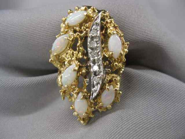 Appraisal: Opal Diamond Ring six marquise opals and diamonds in k