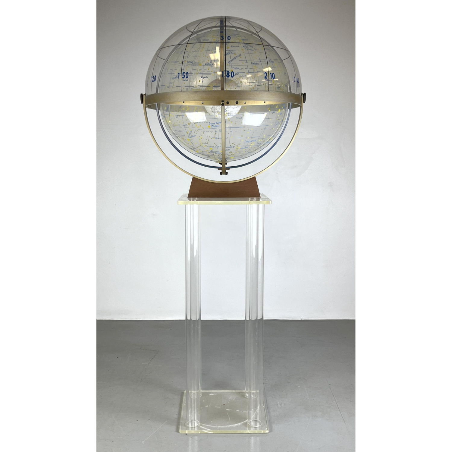 Appraisal: Lucite Celestial Double World Globe Constellations and stars Four Hollow