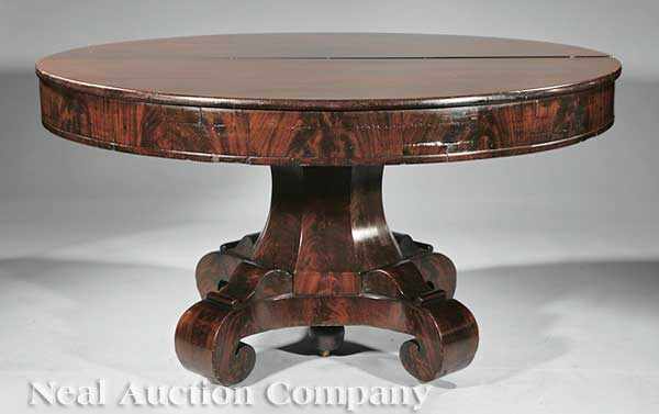 Appraisal: An American Late Classical Mahogany Dining Table circular top opening