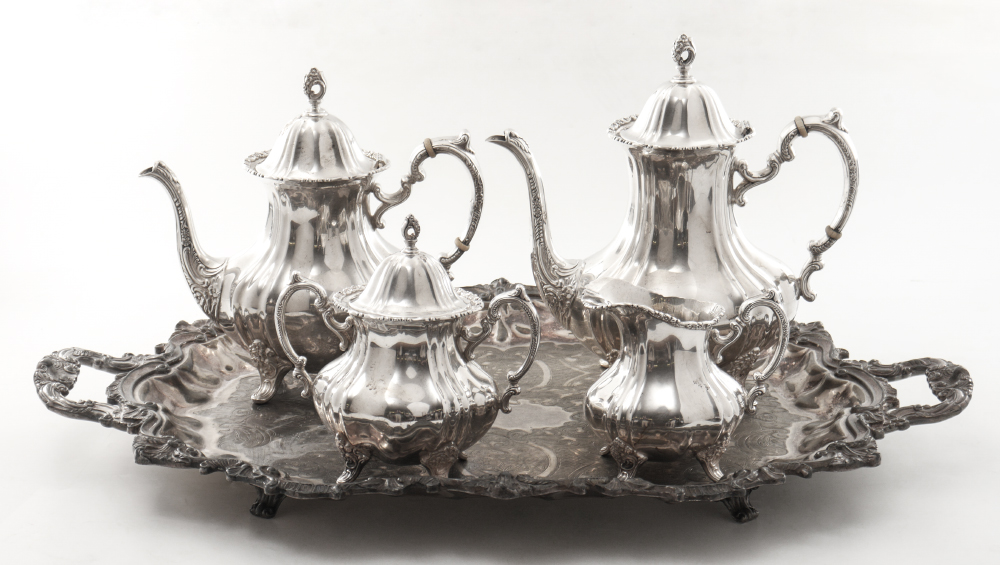 Appraisal: POOLE LANCASTER ROSE STERLING TEA SERVICE pieces total in the