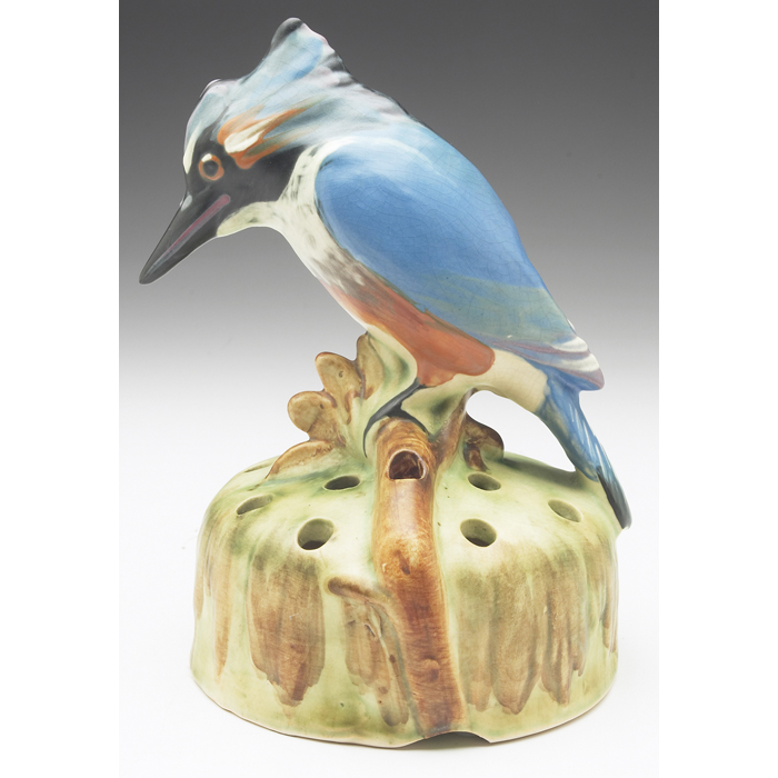 Appraisal: Weller Brighton flower frog large form with a kingfisher marked