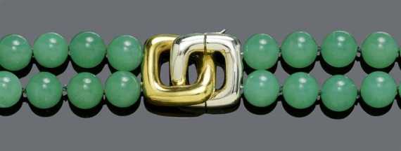 Appraisal: CHRYSOPRASE SAUTOIR Clasp in yellow and white gold Casual-elegant two-row