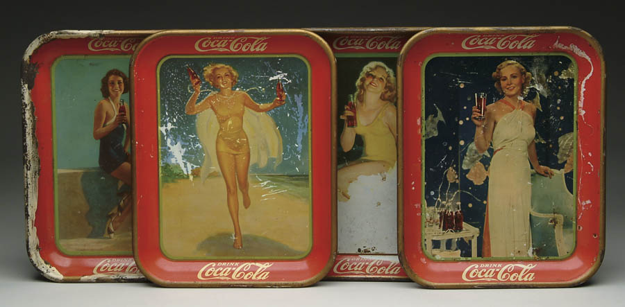 Appraisal: LOT FOUR COCA-COLA SERVING TRAYS Includes SIZE - w x