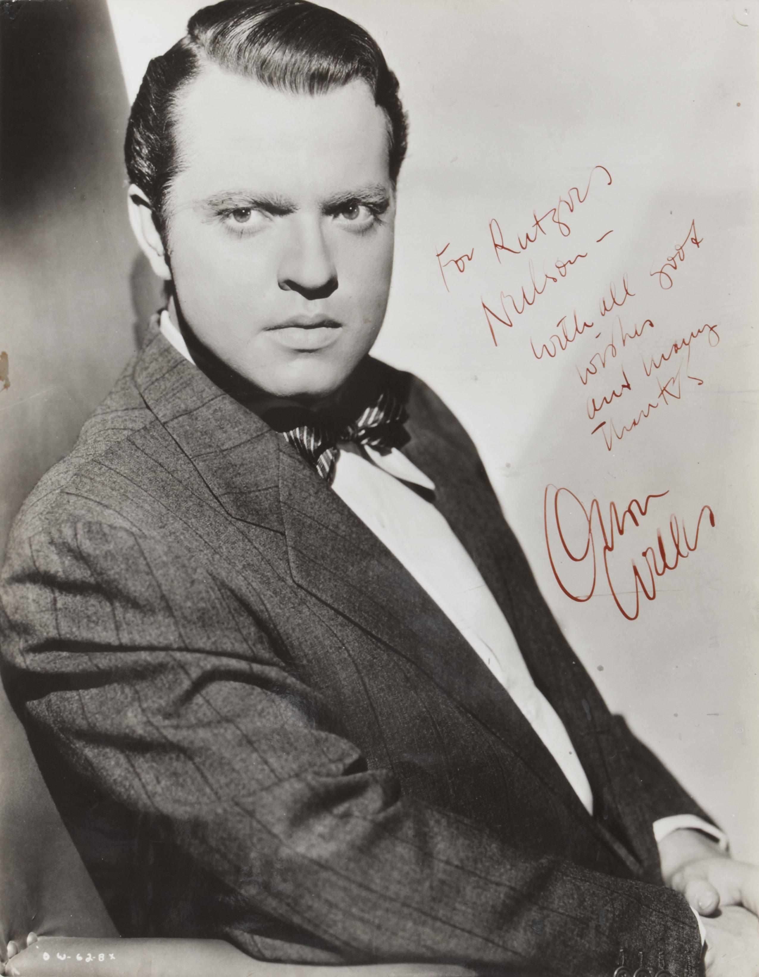 Appraisal: WELLES ORSON - Photograph Signed ''Orson Welles'' and Inscribed in