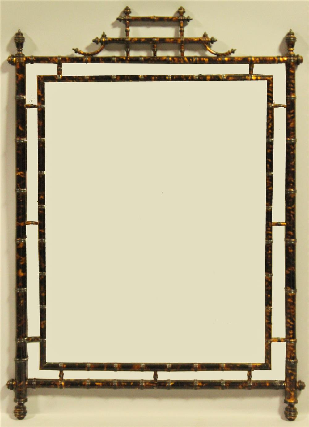 Appraisal: CHINOISERIE STYLE FAUX BAMBOO WALL MIRROR vertical mirror with faux