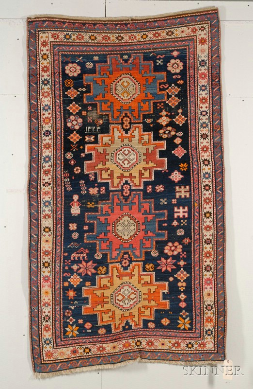 Appraisal: Karabagh Rug South Caucasus dated small areas of wear crease